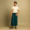 Premium Cotton Checked Lungi for Men – Soft & Breathable Traditional Wear in Teal Green