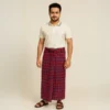 ATM Premium Cotton Lungi for Men – Traditional Red & Blue Check Design