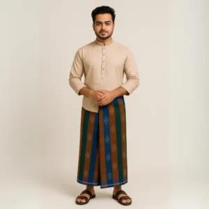 ATM Premium Cotton Lungi – Multicolor Vertical Stripe Design for Men