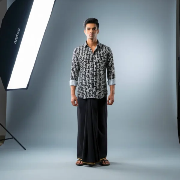 Plain Color Black Lungi 100% Cotton